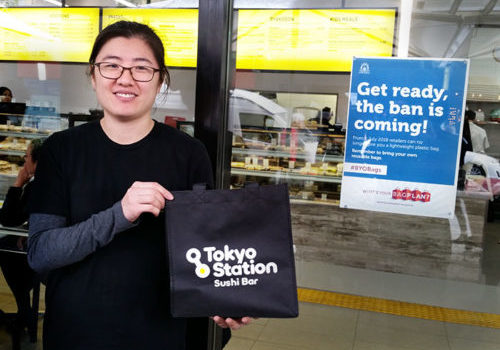Penny from Tokyo Station shows off their new reusable bag
